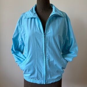 Vintage 80s Light Blue Zip-Up Windbreaker Bomber Jacket